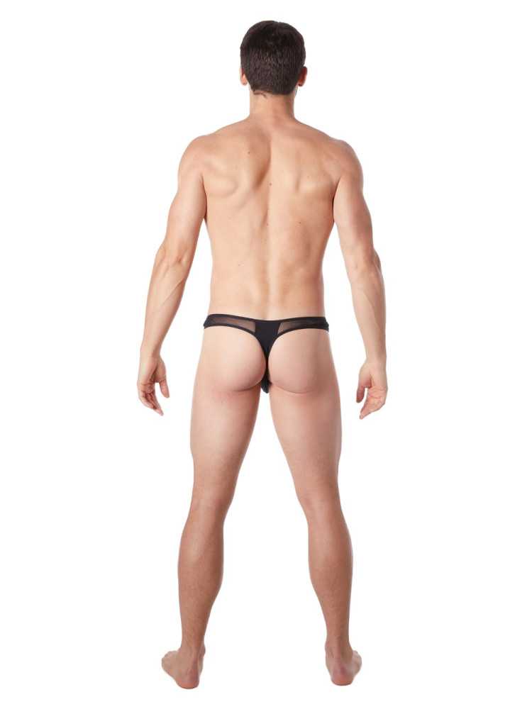 String noir sexy avec fine résille - LM805-57BLK
