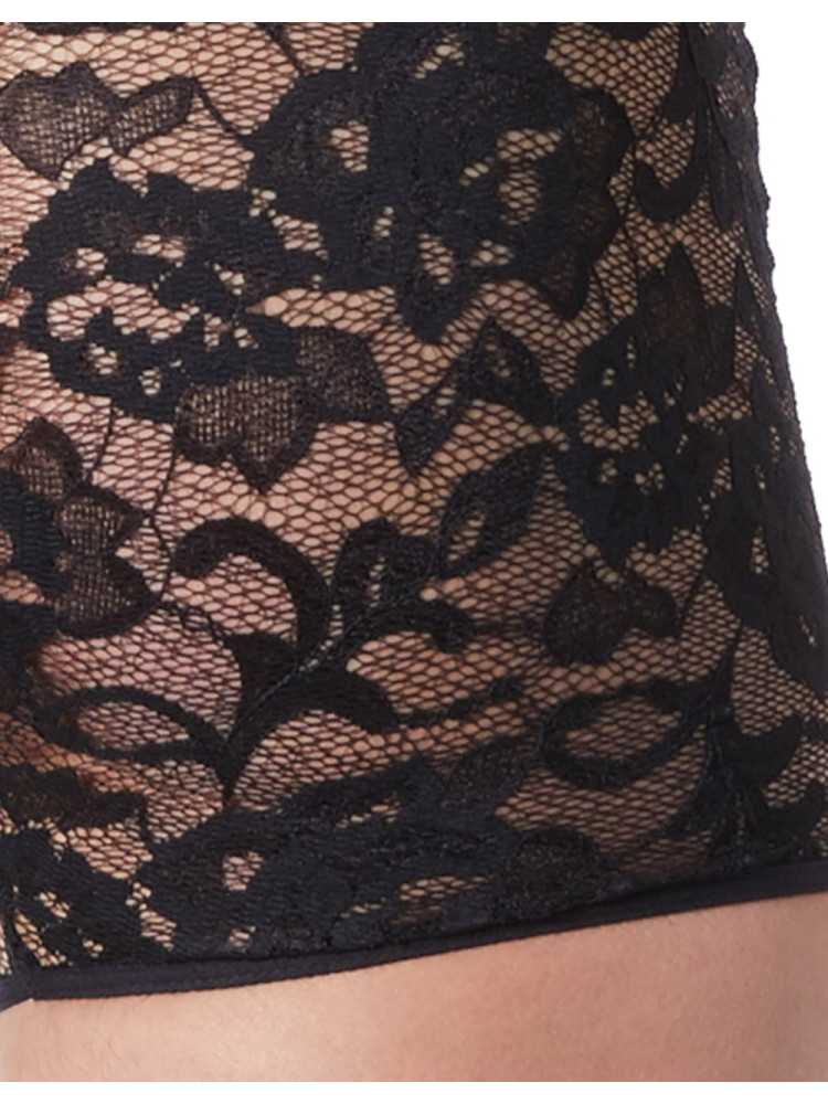Boxer noir en fine dentelle avec légère transparence - LM706-67BLK