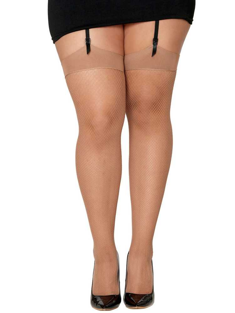 Bas résille avec liseret et nœud chair grande taille - DG0192XNUD