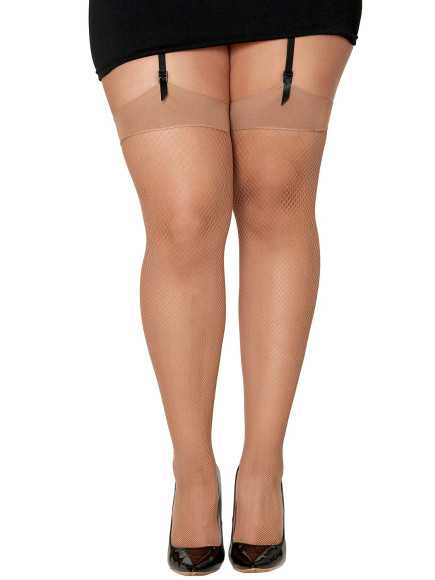 Bas résille avec liseret et nœud chair grande taille - DG0192XNUD
