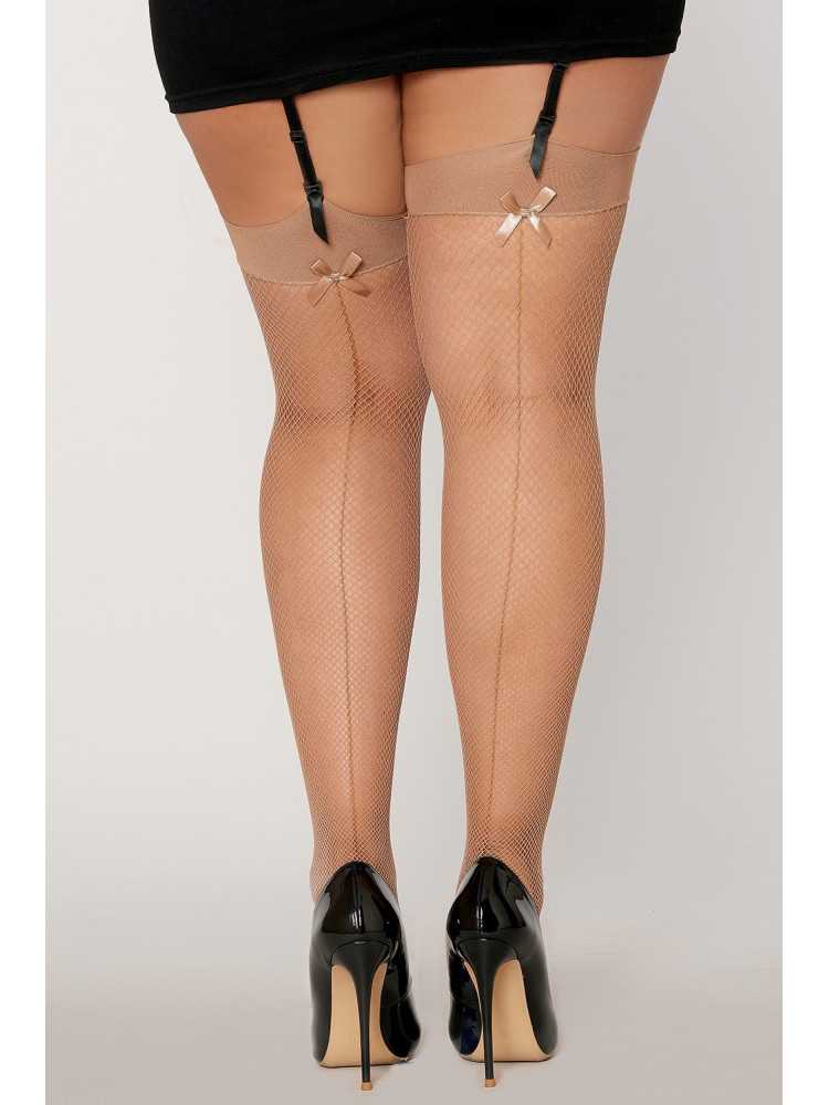 Bas résille avec liseret et nœud chair grande taille - DG0192XNUD