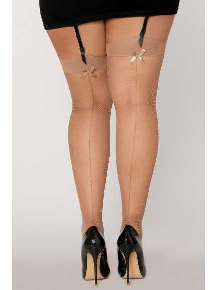 Bas résille avec liseret et nœud chair grande taille - DG0192XNUD