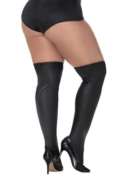 Bas en vinyl noir metallisé grande taille - MAL1017XBLK