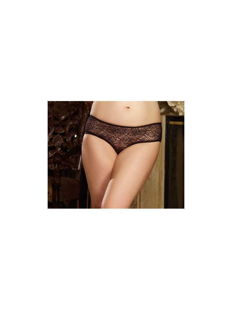 Panty taille basse, ouvert, fronces au dos - DG1300XBLK
