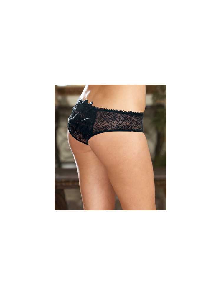 Panty taille basse, ouvert, fronces au dos - DG1300XBLK