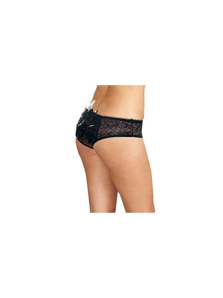 Panty taille basse, ouvert, fronces au dos - DG1300XBLK