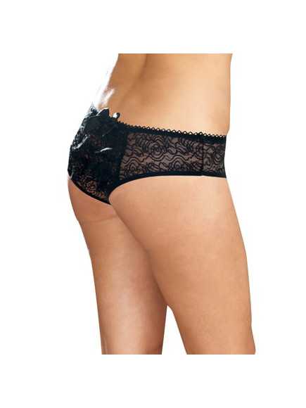 Panty taille basse, ouvert, fronces au dos - DG1300XBLK