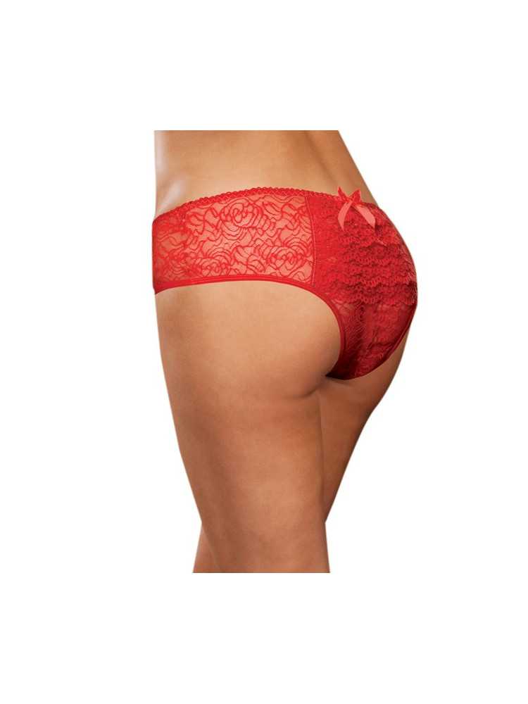 Panty taille basse, ouvert, fronces au dos - DG1300XRED