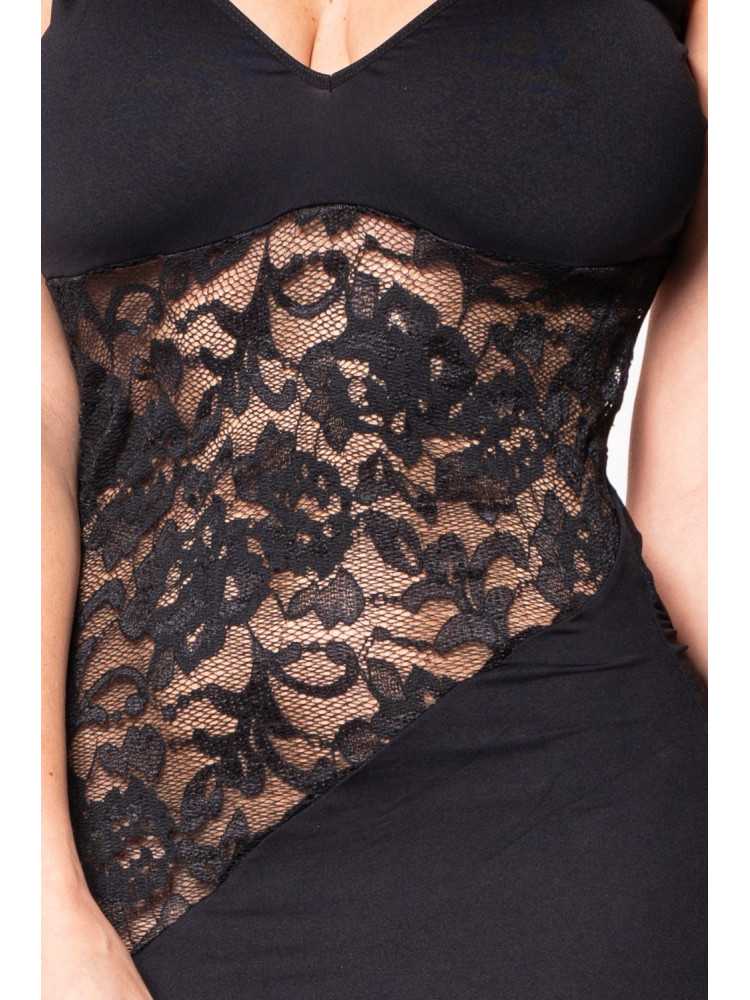 Robe cocktail dentelle florale asymétrique - LDR4