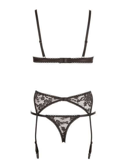 Ensemble sexy trois pièces en dentelle noire - R2210185