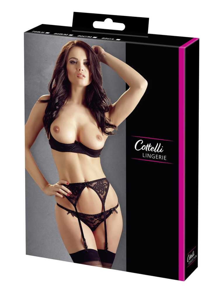 Ensemble sexy trois pièces en dentelle noire - R2210185