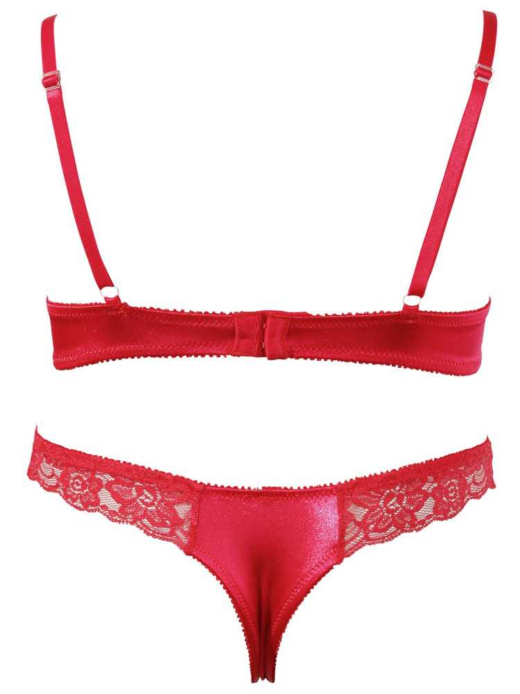 Soutien-gorge demi seins avec armatures et son string ouvert - R2220199