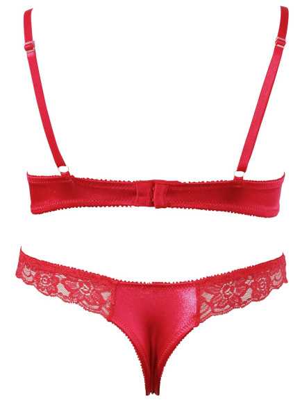 Soutien-gorge demi seins avec armatures et son string ouvert - R2220199