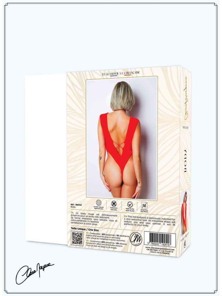 Body Rouge avec décolleté plongeant - Le Numéro 2 - Collection Body - CM98002