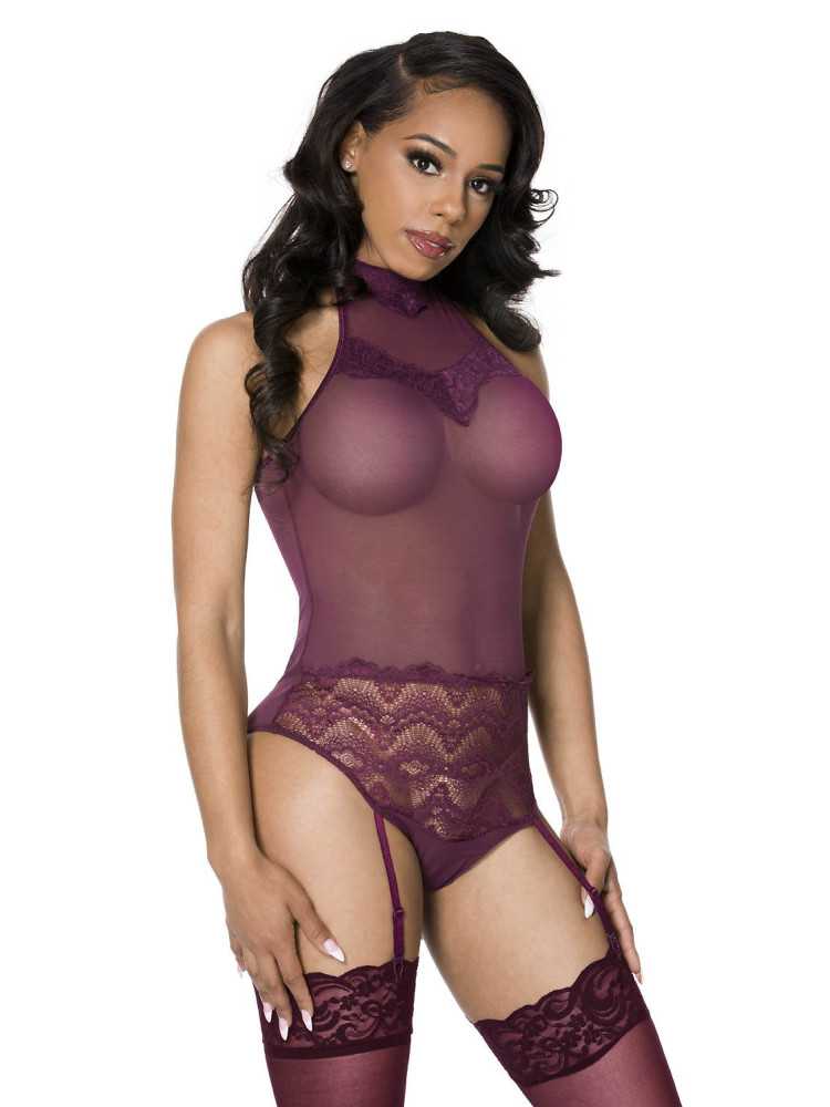 Body bordeaux avec porte jarretelles - ML20050BUR