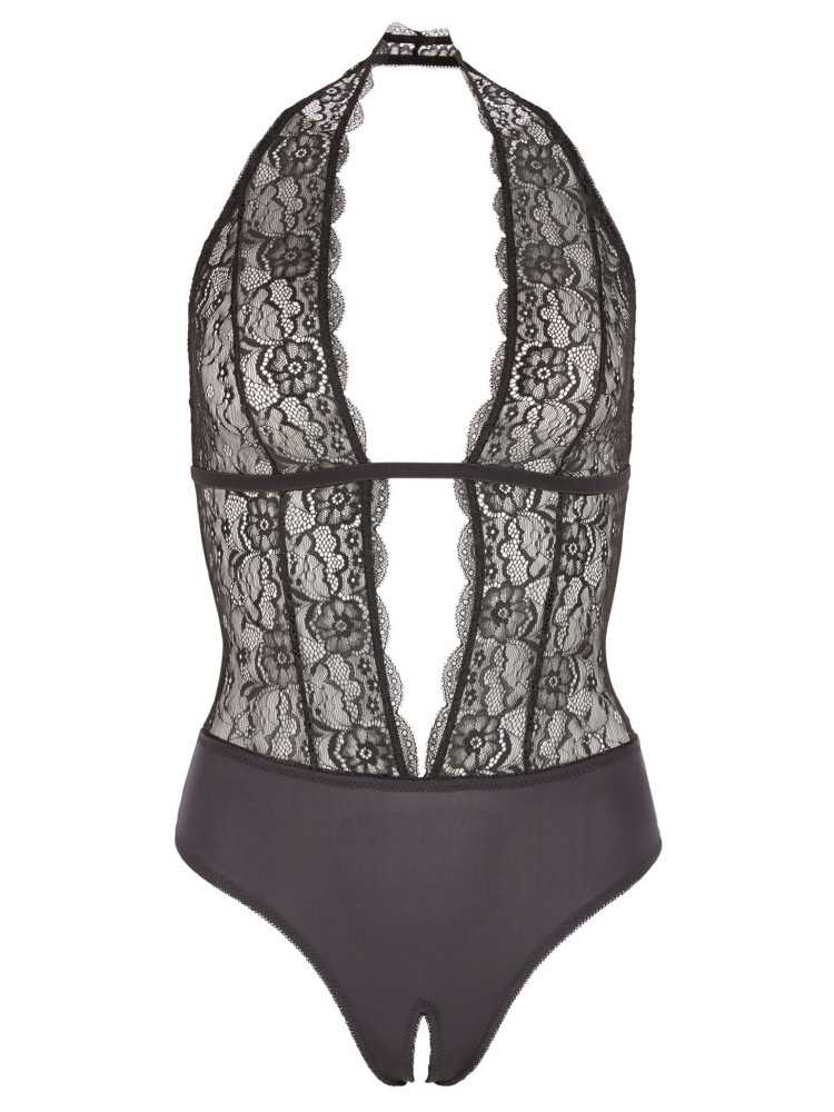 Body en dentelle noire, ouvert à l'entrejambe - R2641399