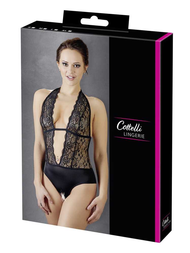 Body en dentelle noire, ouvert à l'entrejambe - R2641399