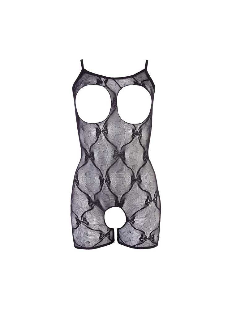 Combinaison short en résille noire - R2550113