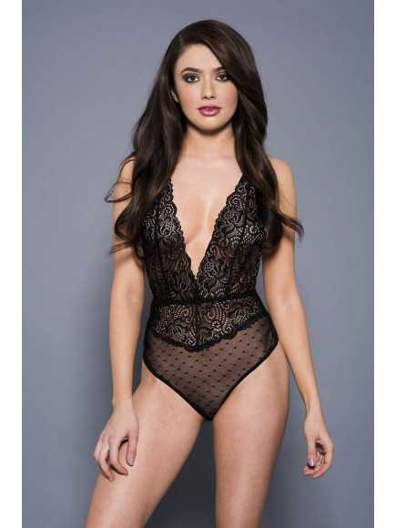 Body dentelle et résille noir - ML80066BLK
