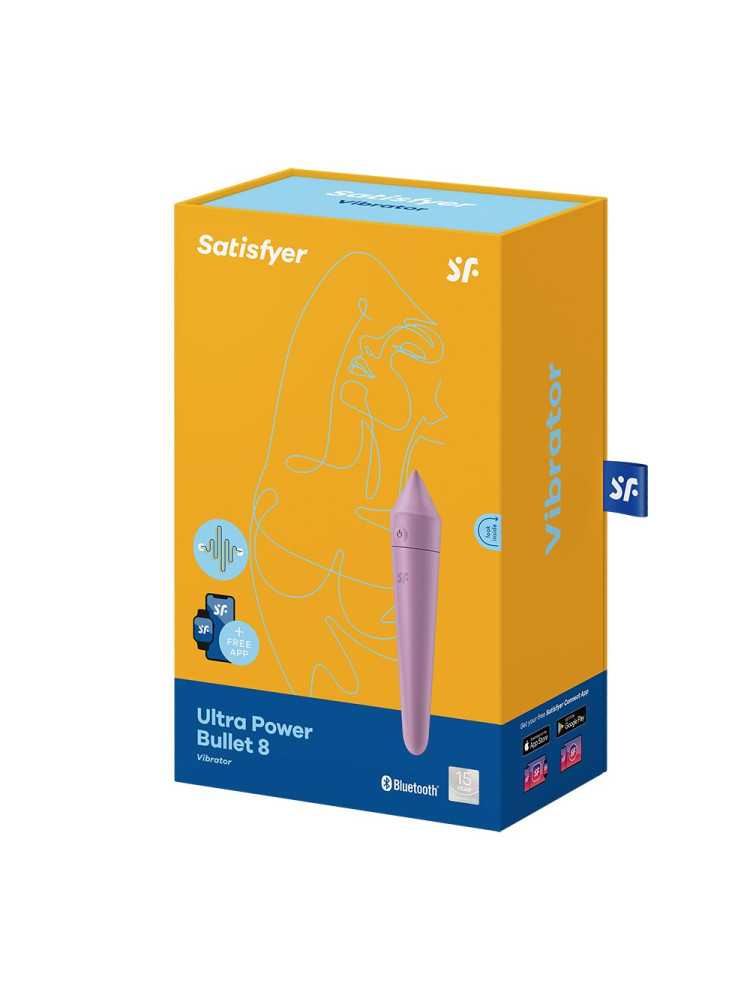 Vibromasseur connecté lilas USB Ultra Power Bullet 8 Satisfyer - CC597745