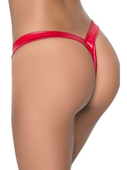 String rouge wetlook coupe Brésilielne - MAL1075WRED