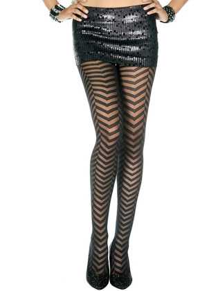 Collant fantaisie avec lignes zizag - MH7260BLK