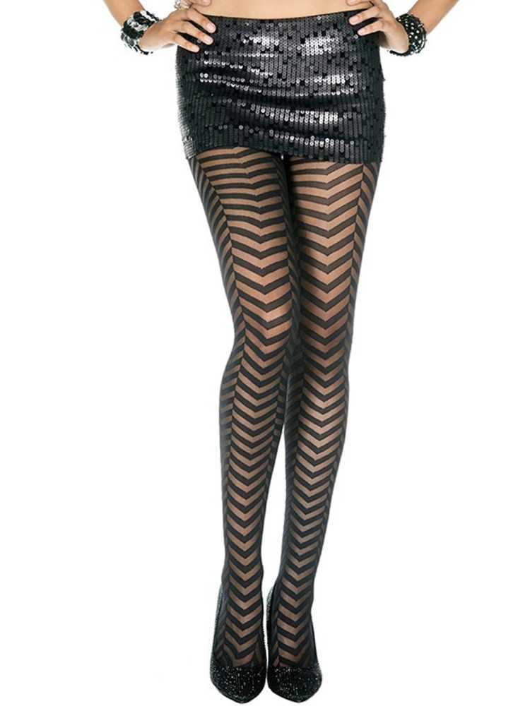 Collant fantaisie avec lignes zizag - MH7260BLK