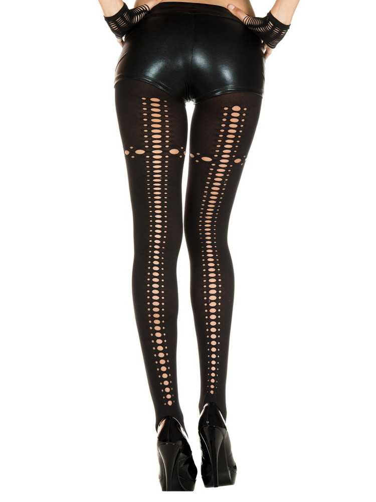Collant noir opaque ajouré sur l'arrière - MH50441BLK