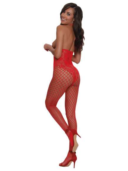 Bodystocking rouge seins nus effet bustier - DG0268RED