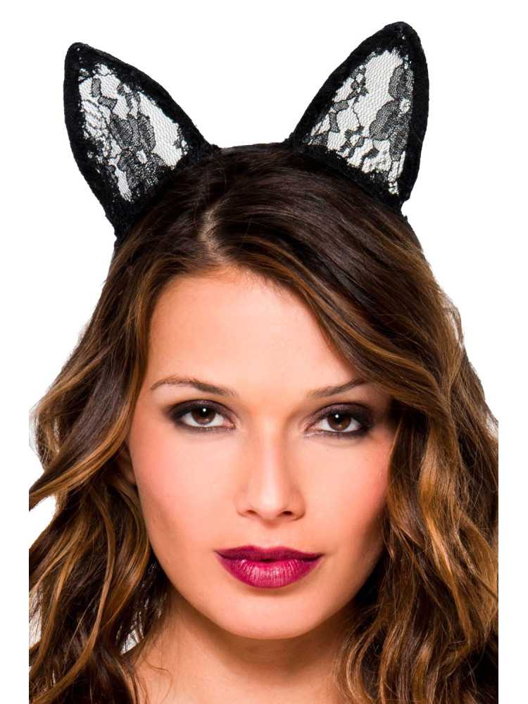 Oreilles de chatte en dentelle - ML70853BLK