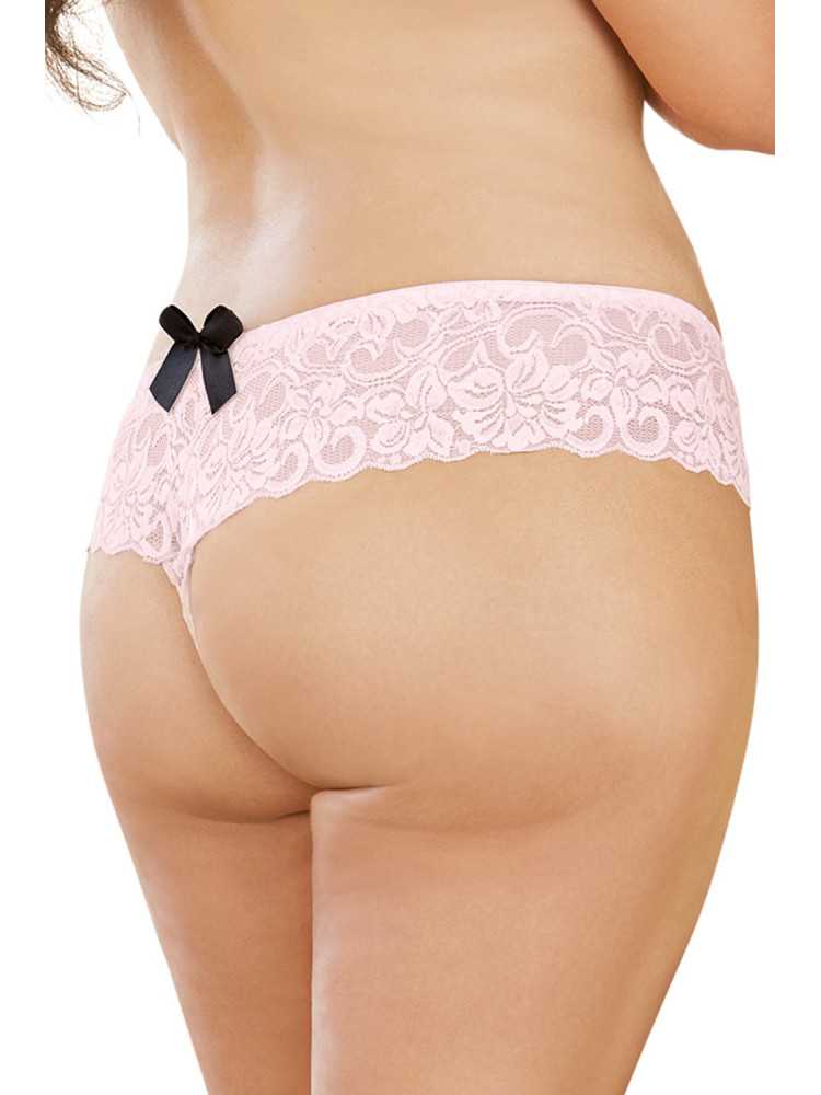 Boyshort dentelle ouvert vieux rose - DG7177XVPK