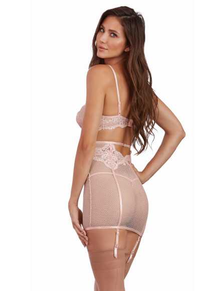 Ensemble dentelle résille rose 3 pièces - DG11480PNK