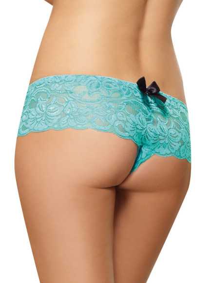 Shorty ouvert bleu turquoise court en dentelle - DG7177TUR