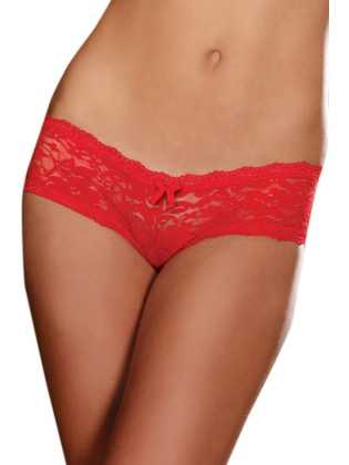 Shorty sexy taille basse rouge en dentelle - DG1375RED