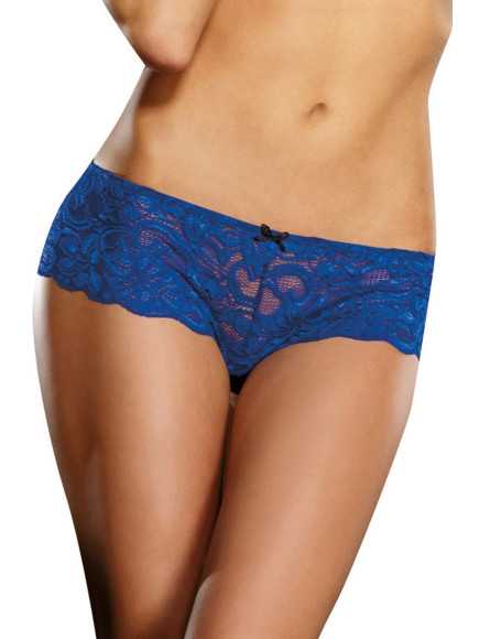 Shorty ouvert bleu court en dentelle - DG7177SAP