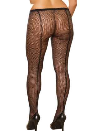 Collant couture grande taille nylon noir fine résille - DG0011XBLK