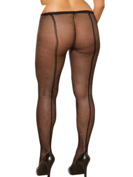 Collant couture grande taille nylon noir fine résille - DG0011XBLK