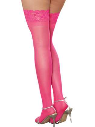 Bas roses nylon autofixants jarretières dentelle - DG0005NPNK