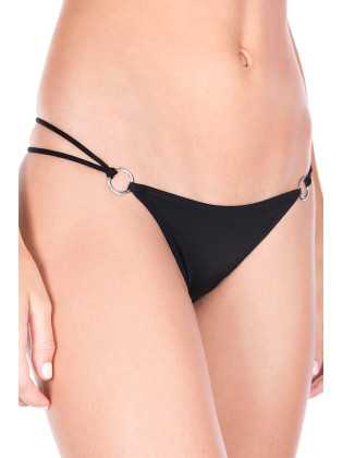 String noir double élastiques anneaux et noeuds - ML10009BLK