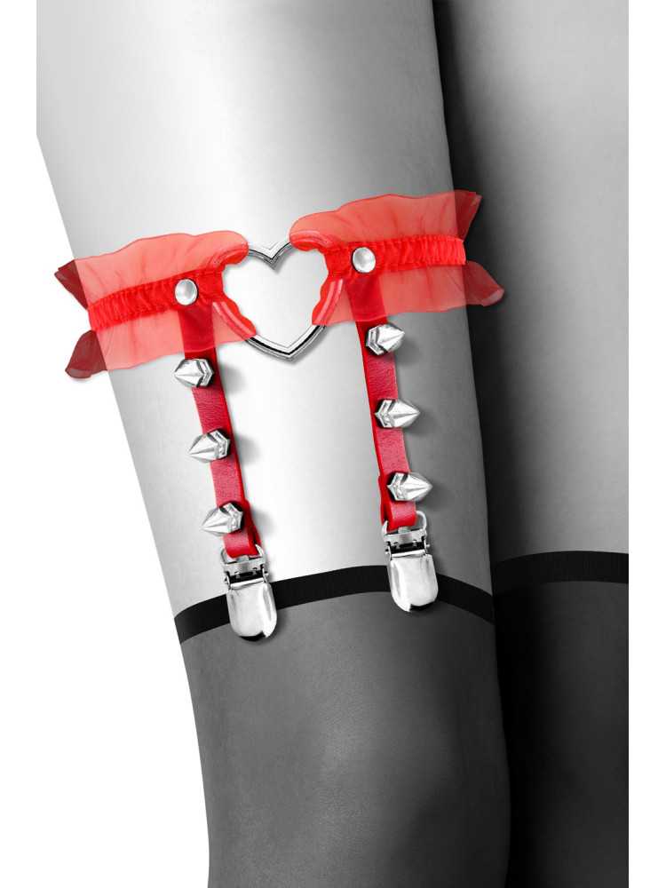 Jarretière rouge avec coeur pointes et tulle - CC6060100030