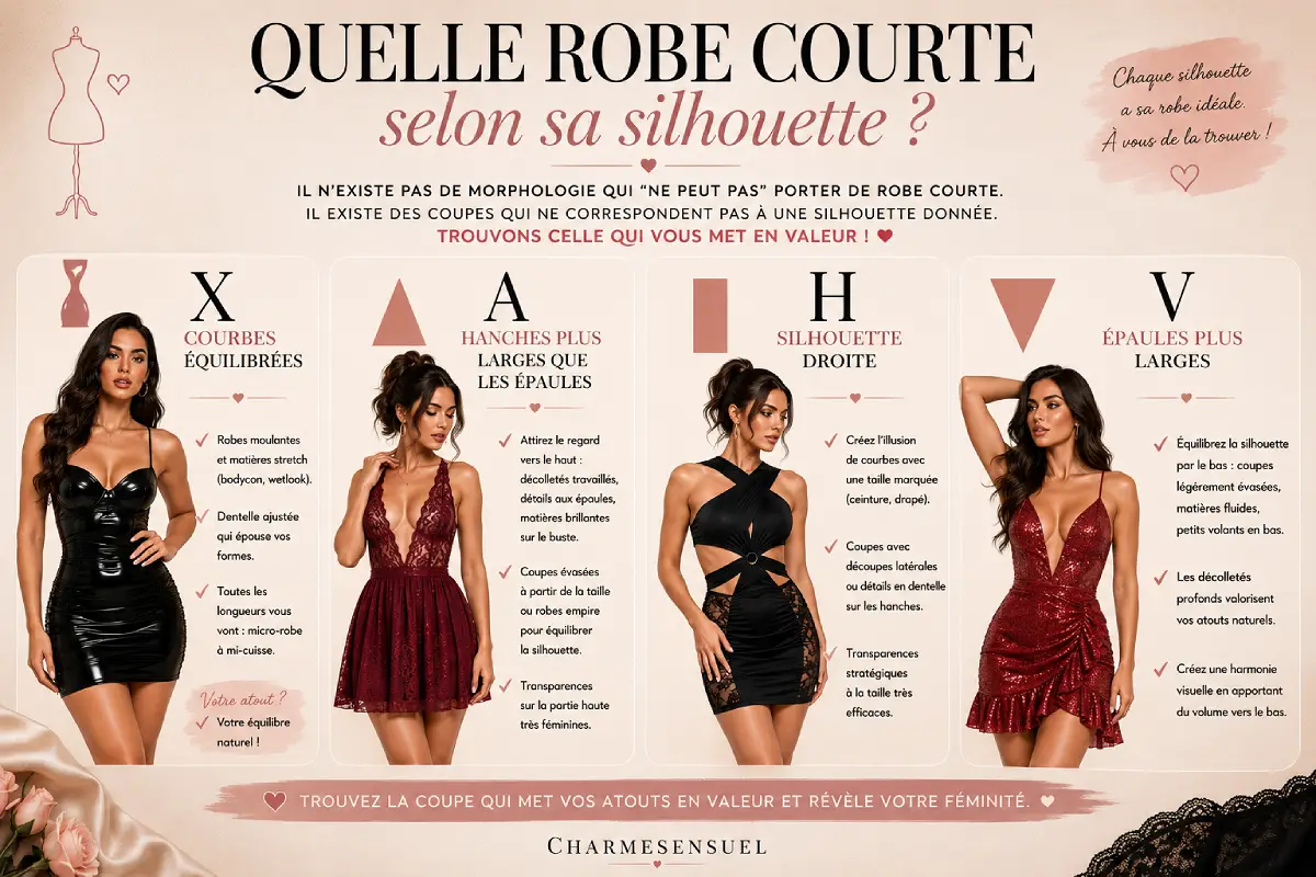 Quelle robe courte selon sa silhouette - guide morphologie X A H V Charme Sensuel