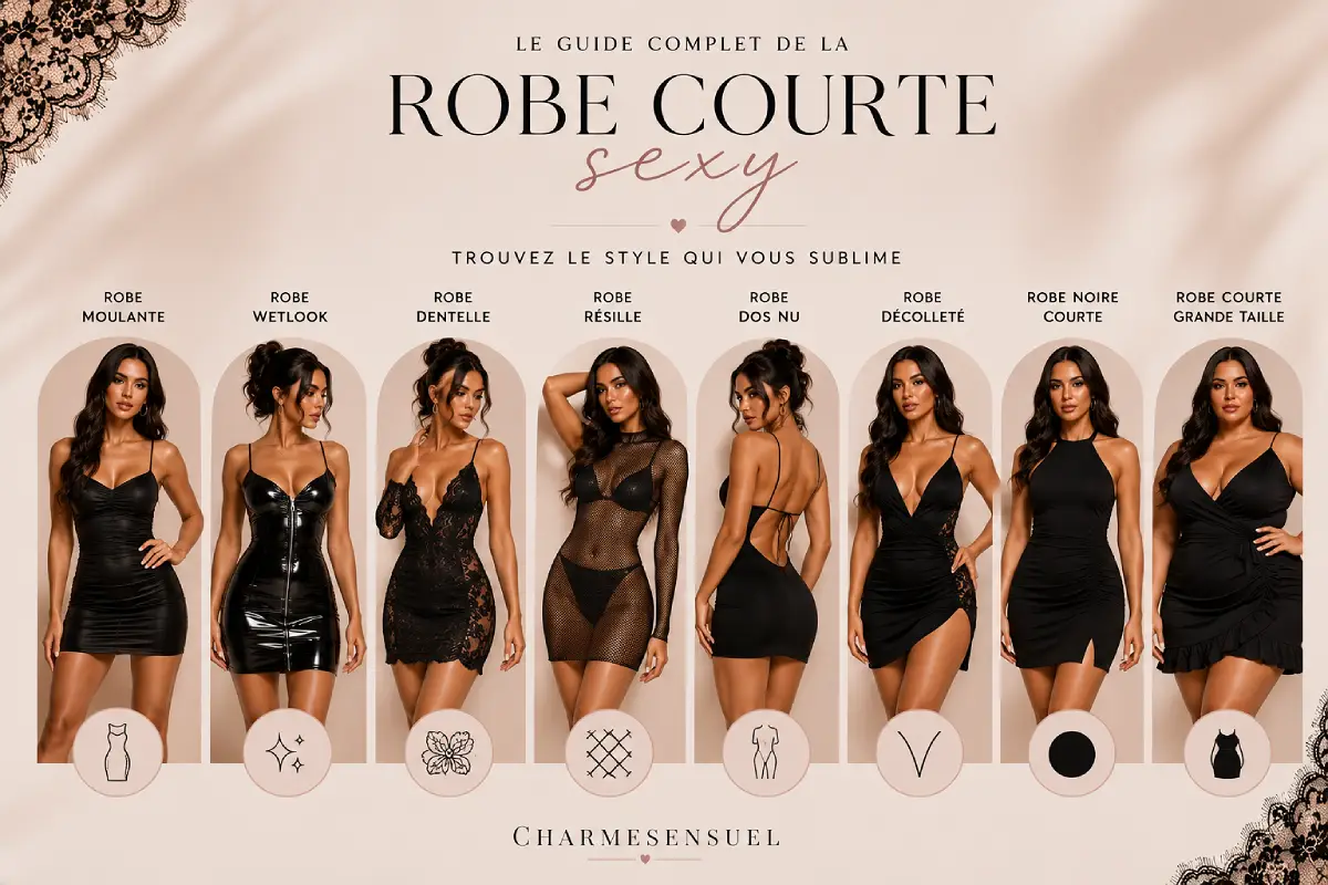guide styles robe courte sexy moulante wetlook dentelle résille dos nu décolletée grande taille